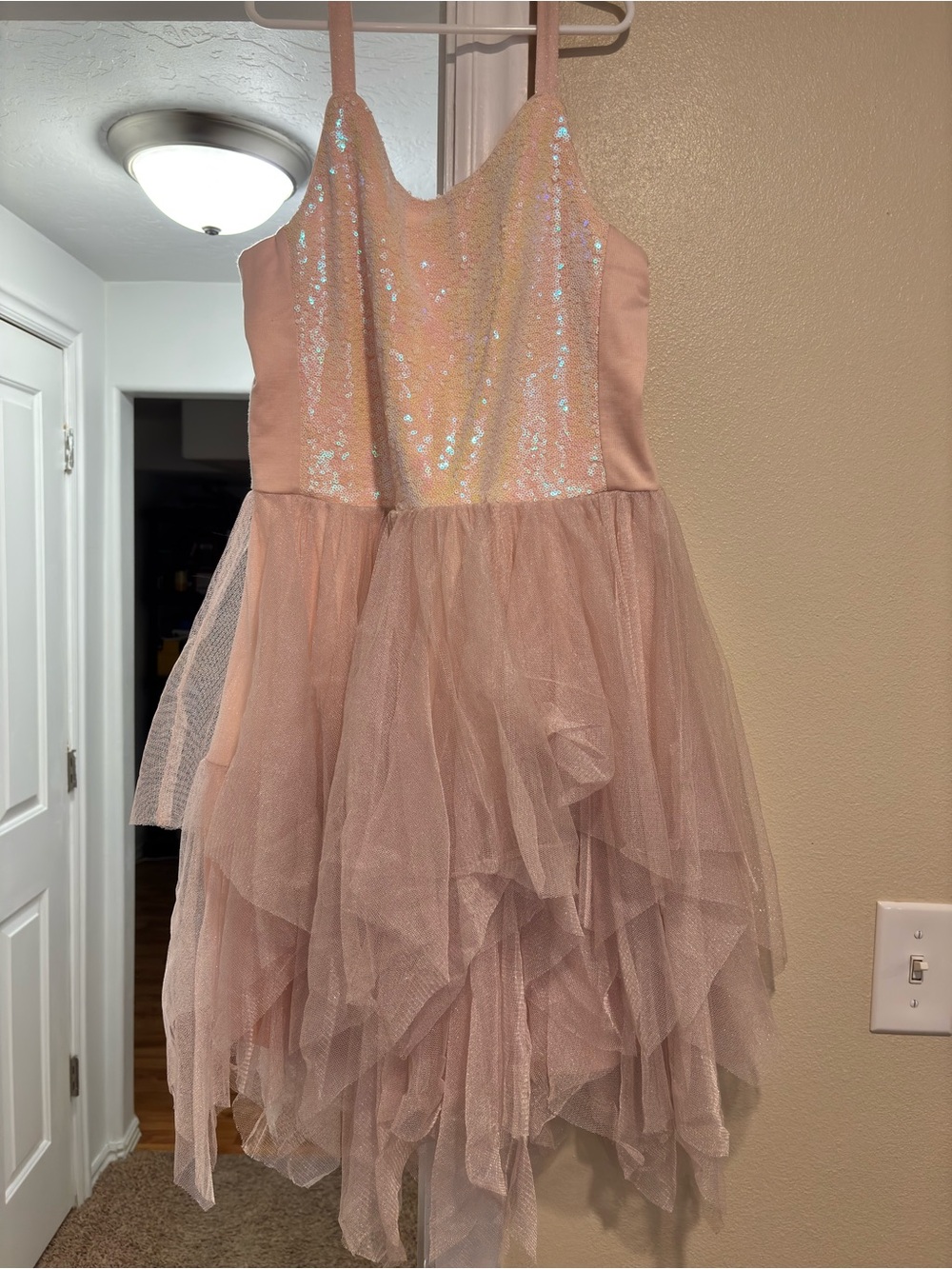 Cat & Jack Rose Gold Sequin Tulle Dance Dress